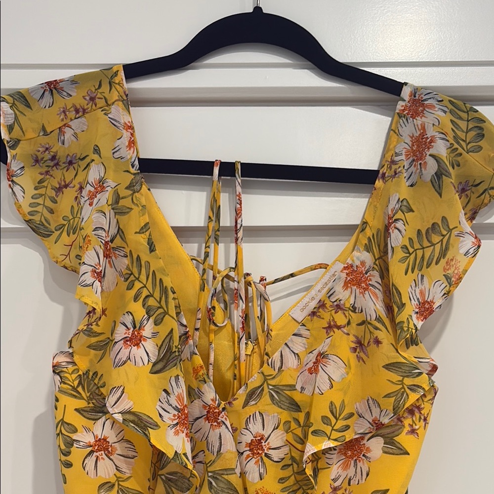 Pookie & Sebastian Floral Yellow Ruffle Dress - Picture 4 of 4